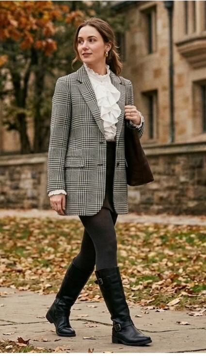 Calvin Klein Jackets & Blazers - Calvin Klein Longline Glen Plaid Blazer Size 12 Single Vent Equestrian Academia